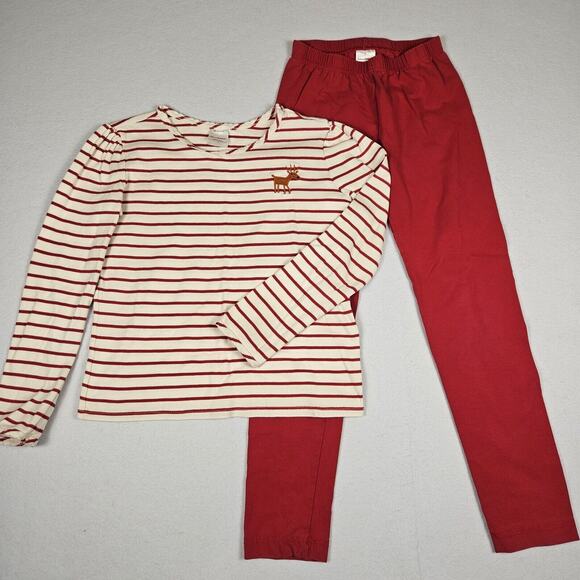 Hanna Andersson Play Set Size 8 130cm Classic Red White Stripe Deer Pima Cotton - Picture 1 of 13